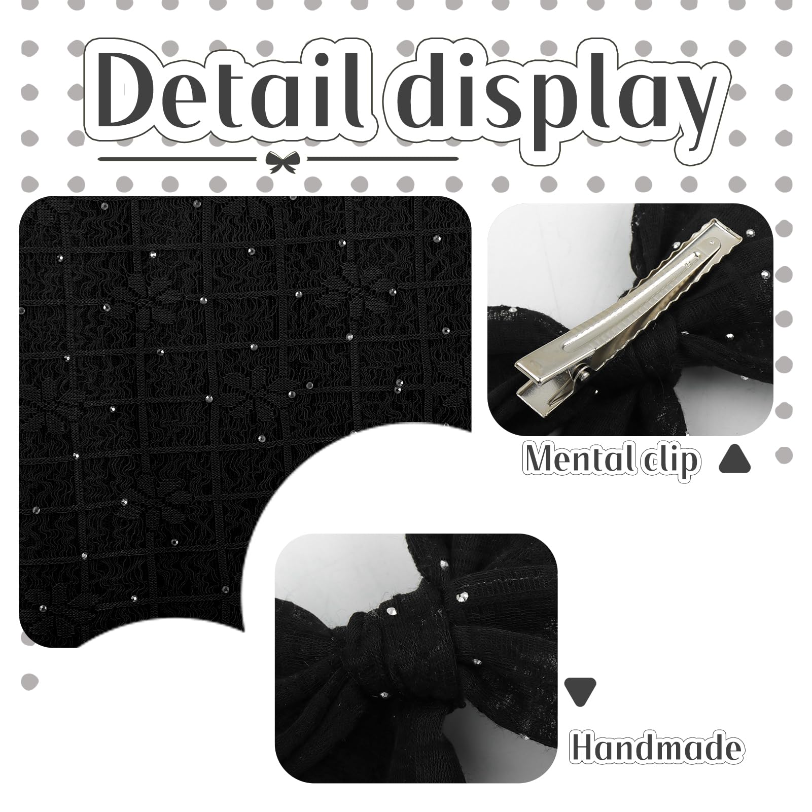 YanJie lace bow clip in black with rhinestones highlights special occasions with elegance
