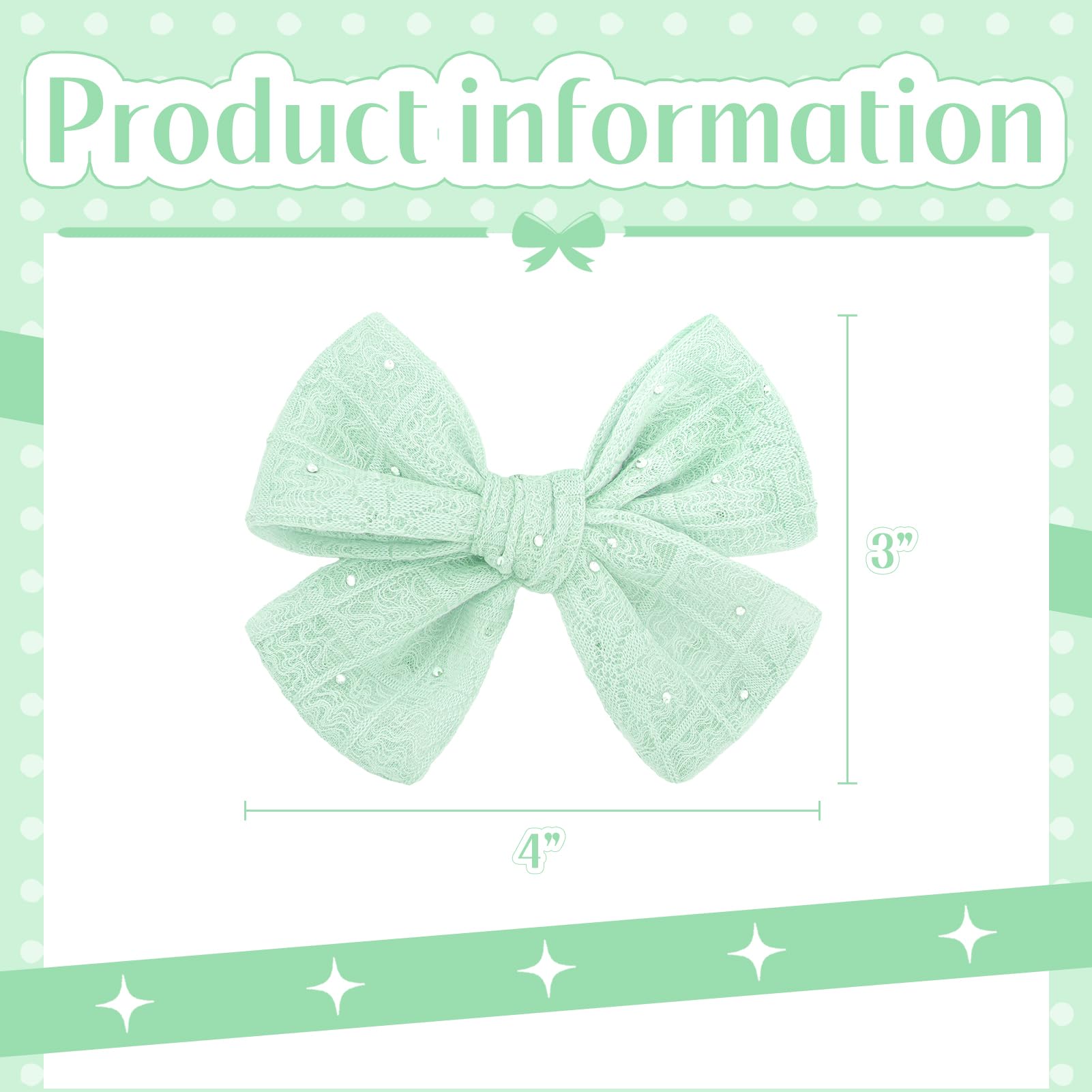 YanJie mint green lace bow clip closed alligator clip