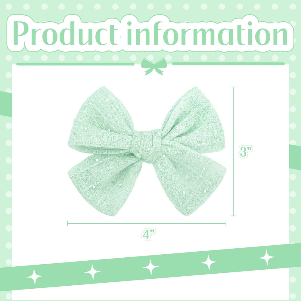 YanJie mint green lace bow clip closed alligator clip
