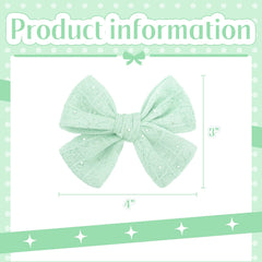 YanJie mint green lace bow clip closed alligator clip