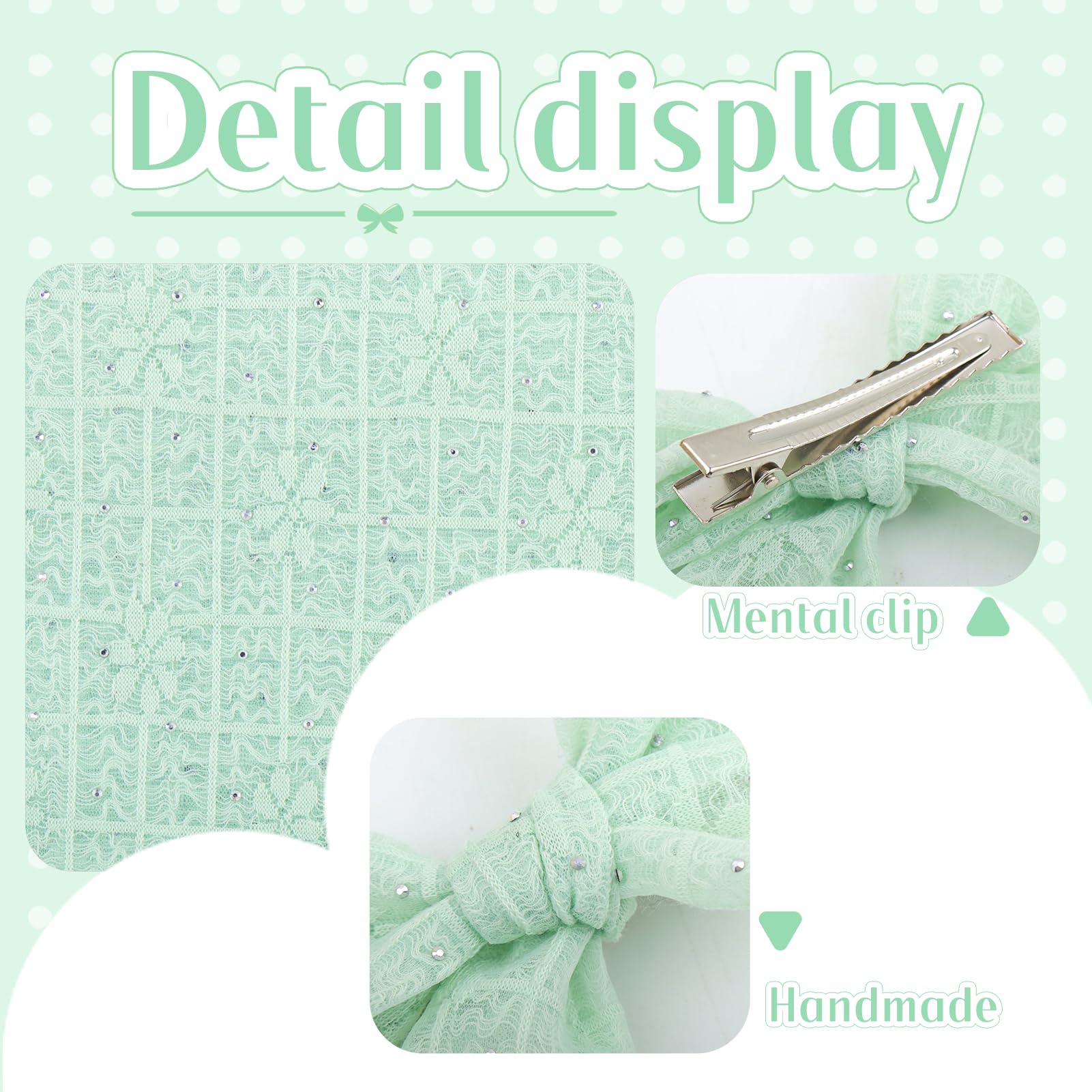 YanJie mint green lace bow clip packaging layout