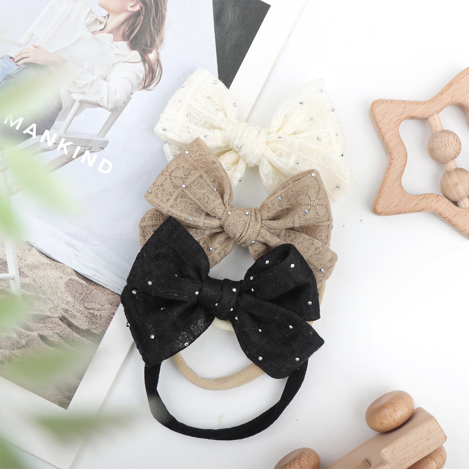 YanJie nylon headband with rhinestone detail for gentle fit