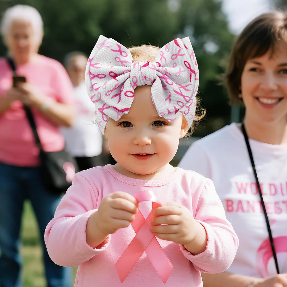 YanJie pink ribbon headband for infants, breast cancer awareness accessory