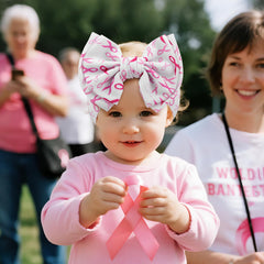 YanJie pink ribbon headband for infants, breast cancer awareness accessory