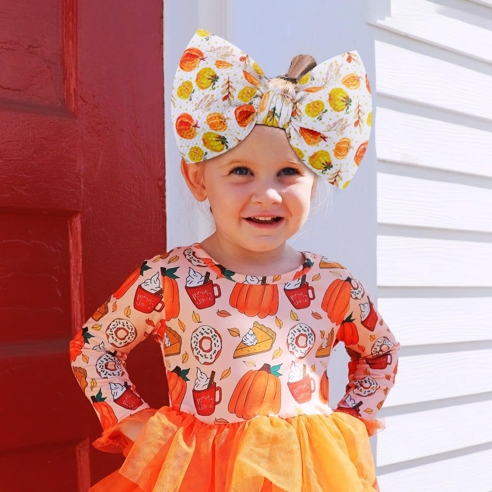 YanJie pumpkin printed headband; breathable, gentle for toddlers
