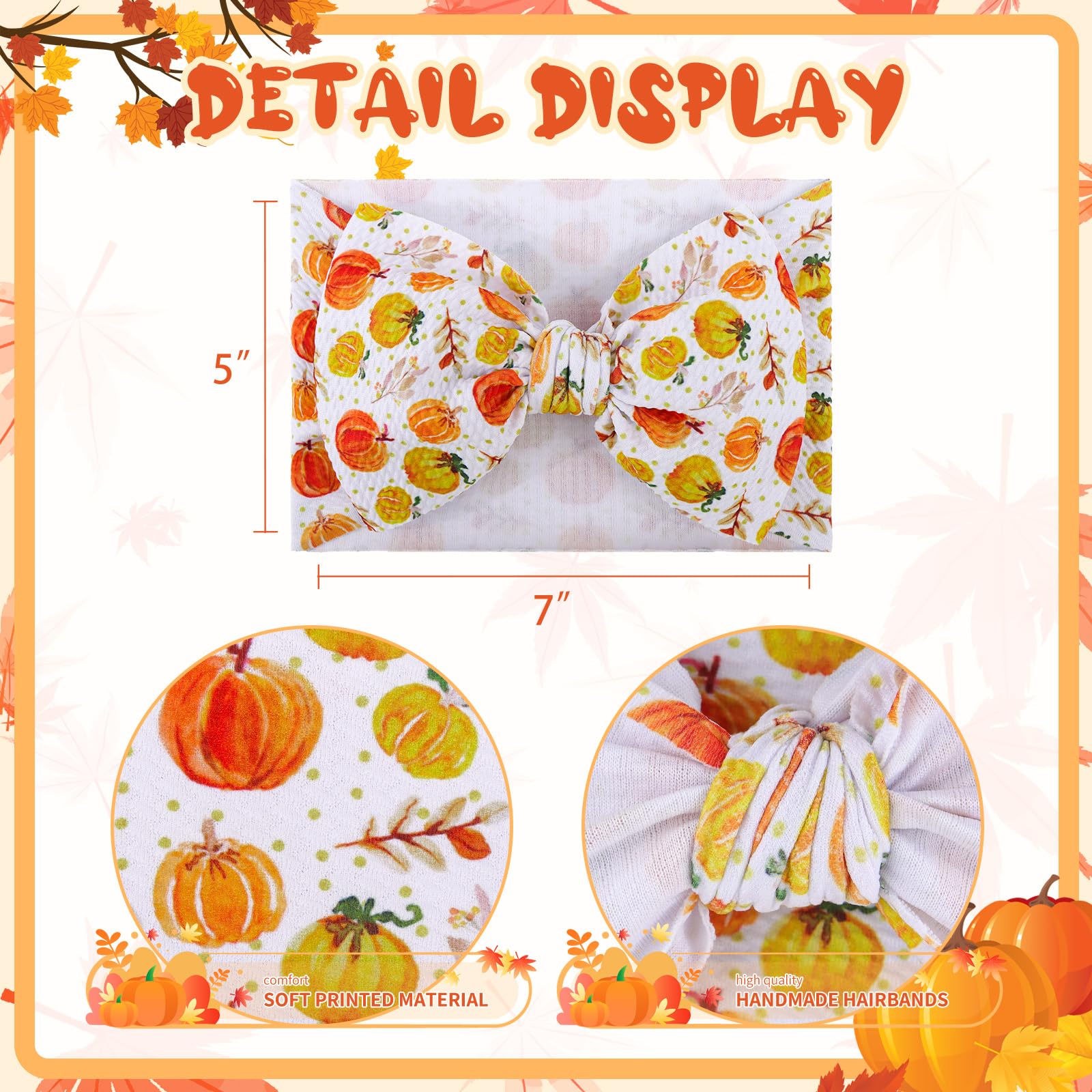 YanJie pumpkin printed headband; fall accessory for family photos