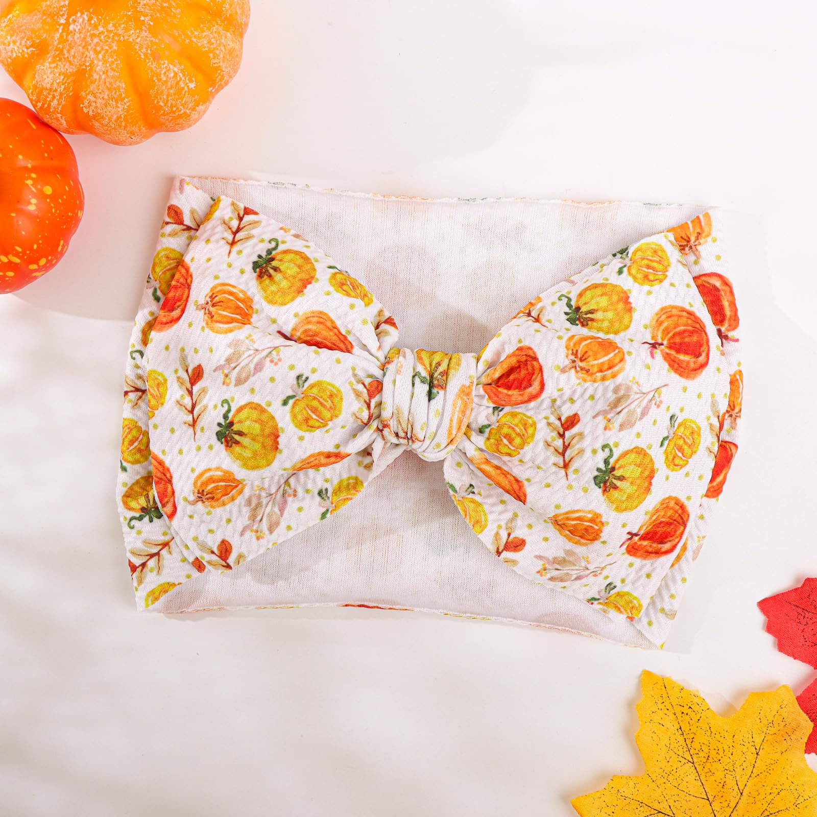 YanJie pumpkin printed headband; handmade craftsmanship adds timeless style