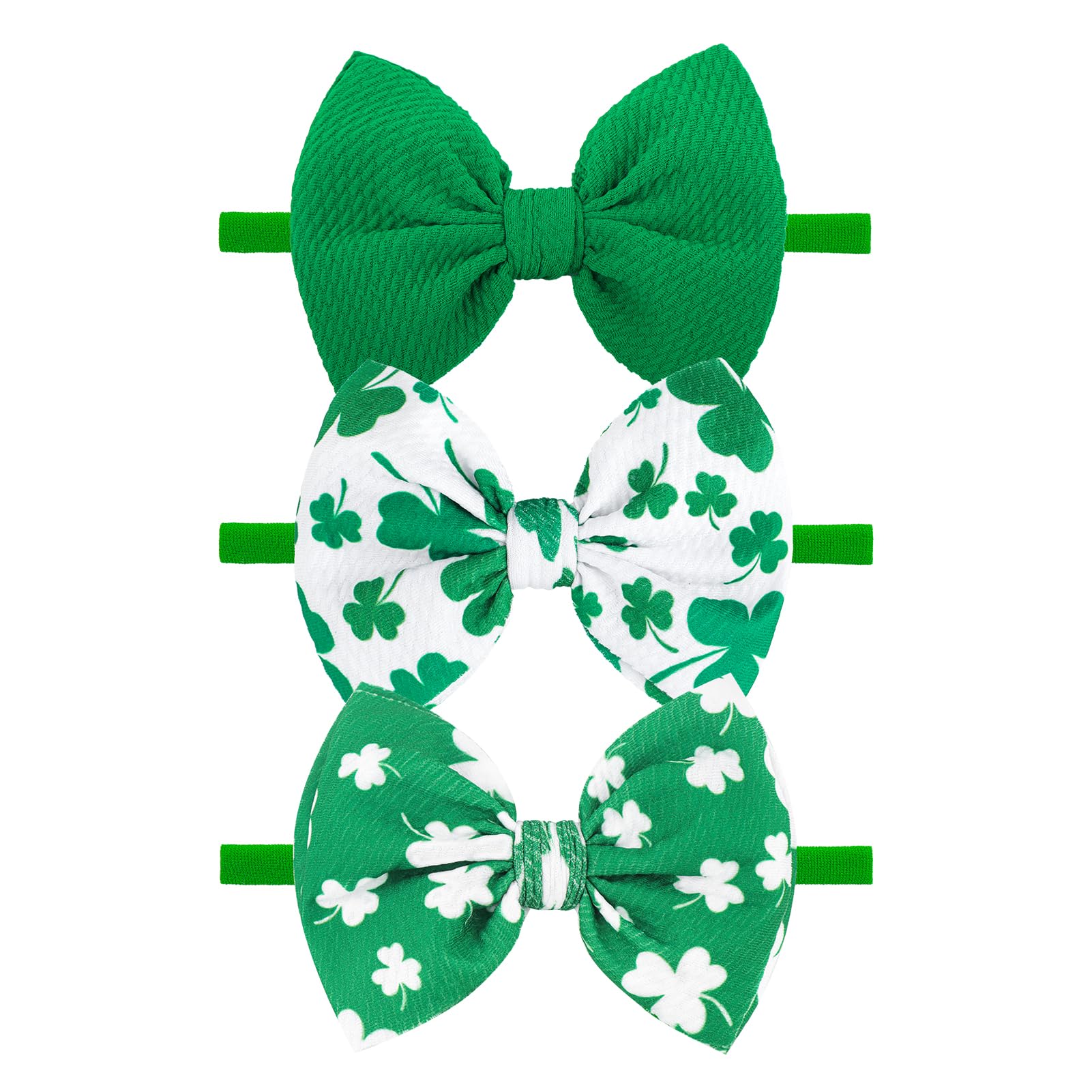 YanJie St Patrick headband with clover for festive photos.