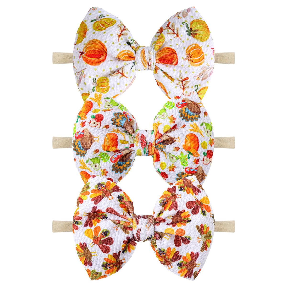 YanJie 3-pack Thanksgiving bows headbands for baby girls, ideal for festive styling