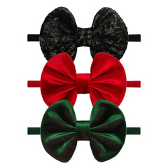 YanJie velvet Christmas headband bow for babies, soft and gentle on delicate skin.