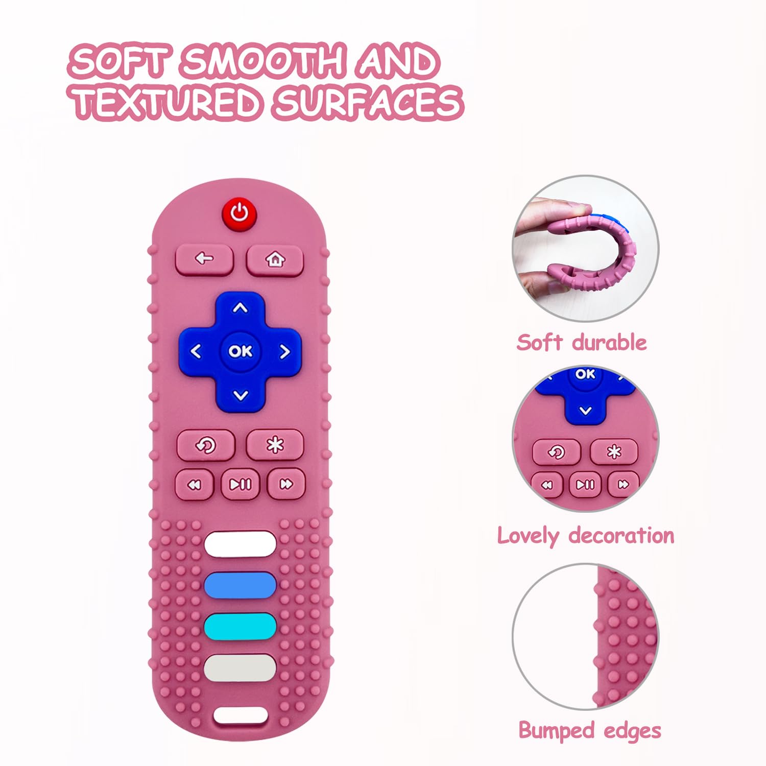 YAPPROMO Babay teether showing bumpy-keys for gum massage