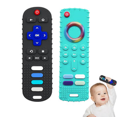 YAPPROMO remote teether silicone with colorful buttons for chewing relief.