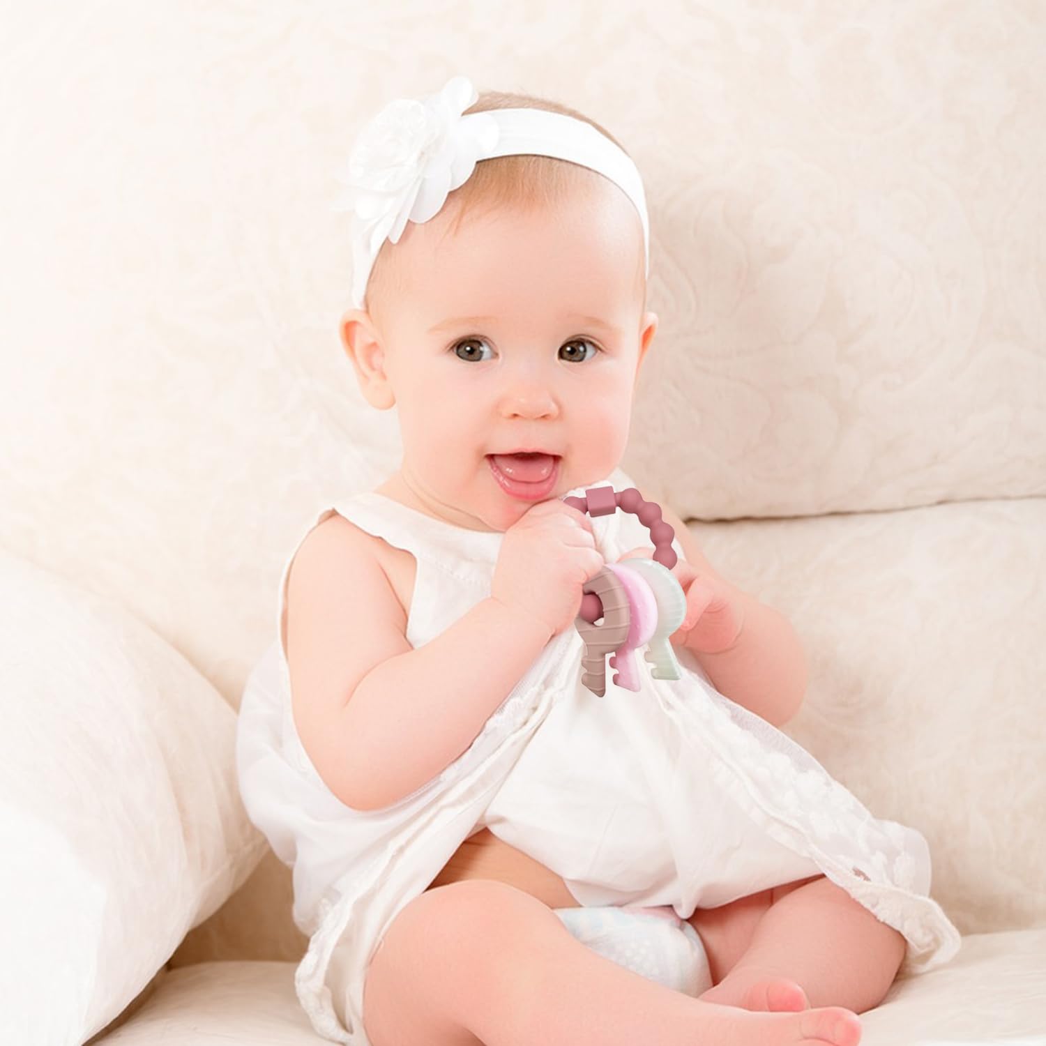 YAPPROMO teething keys closed ring design for safe chewing and choking risk reduction