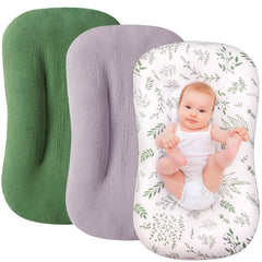 yarboofo muslin baby lounger cover 3-pack in soft cotton for newborn comfort