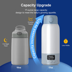 YARUITK bottle warmer shows 10400mAh battery for travel independence