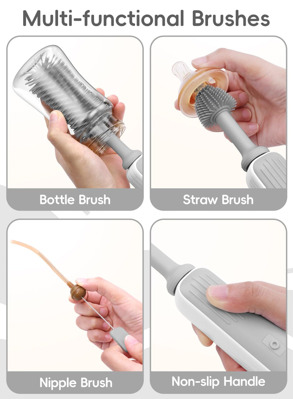 YASEW BPA-free silicone bristles deliver gentle, safe bottle cleaning