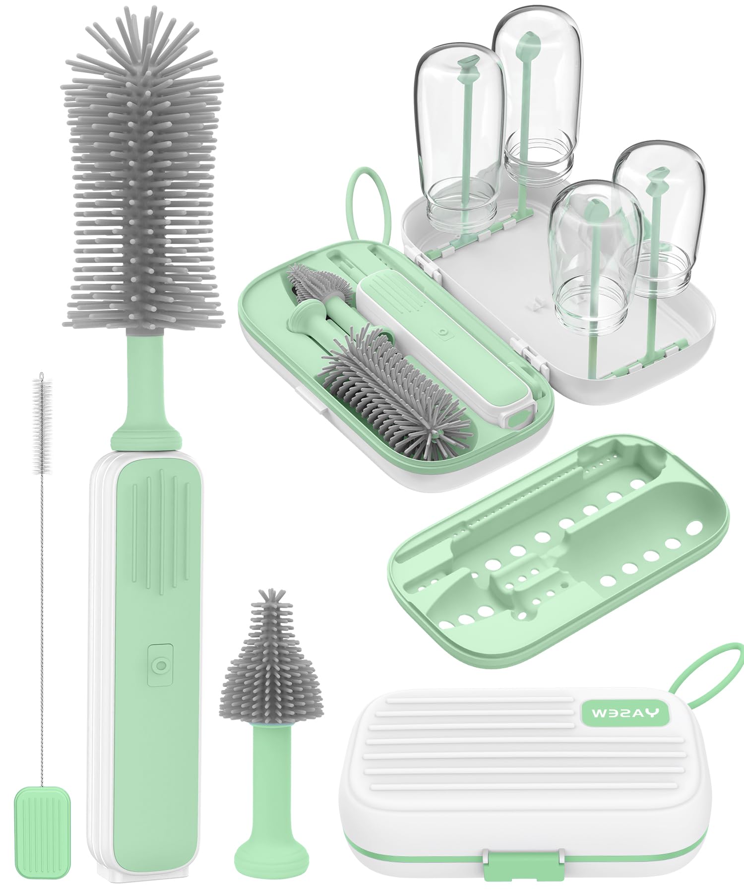 YASEW electric bottle brush travel kit for quick 360° cleaning
