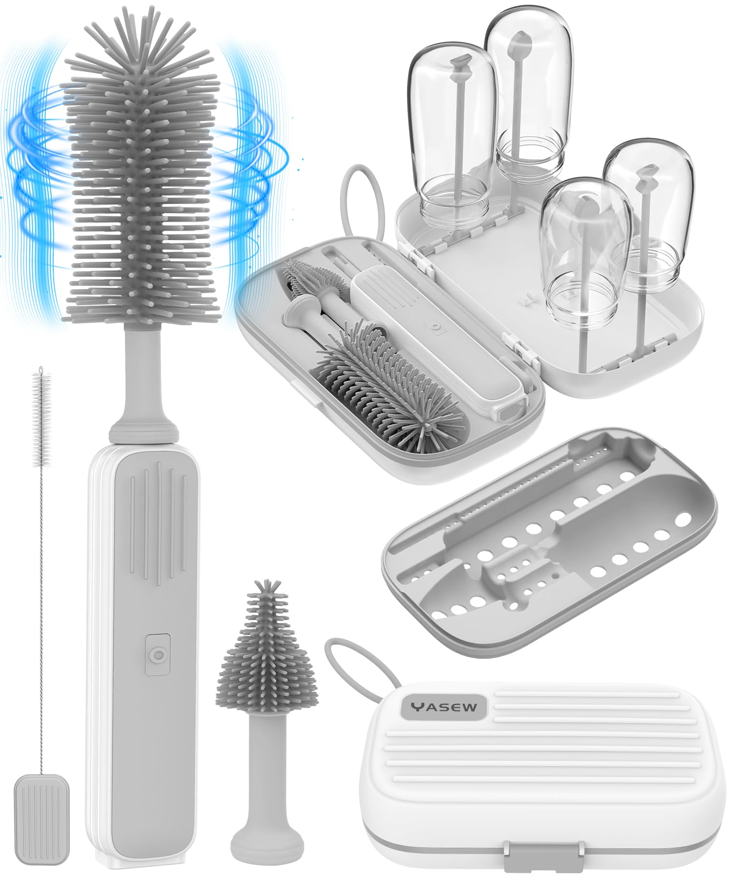 YASEW electric bottle brush cleaner performs 360° cleaning for quick bottle prep