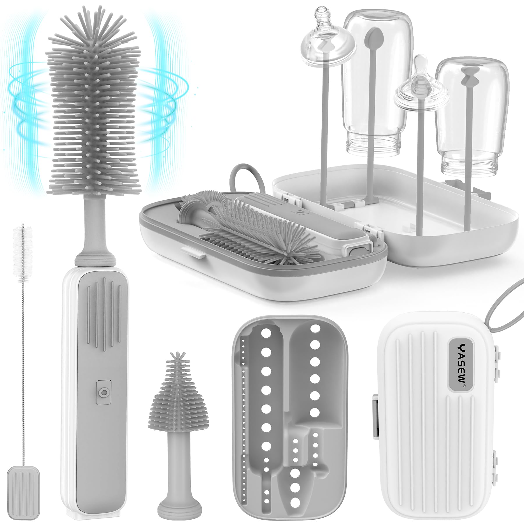 YASEW electric bottle brush cleaner with 360-degree cleaning action for fast results