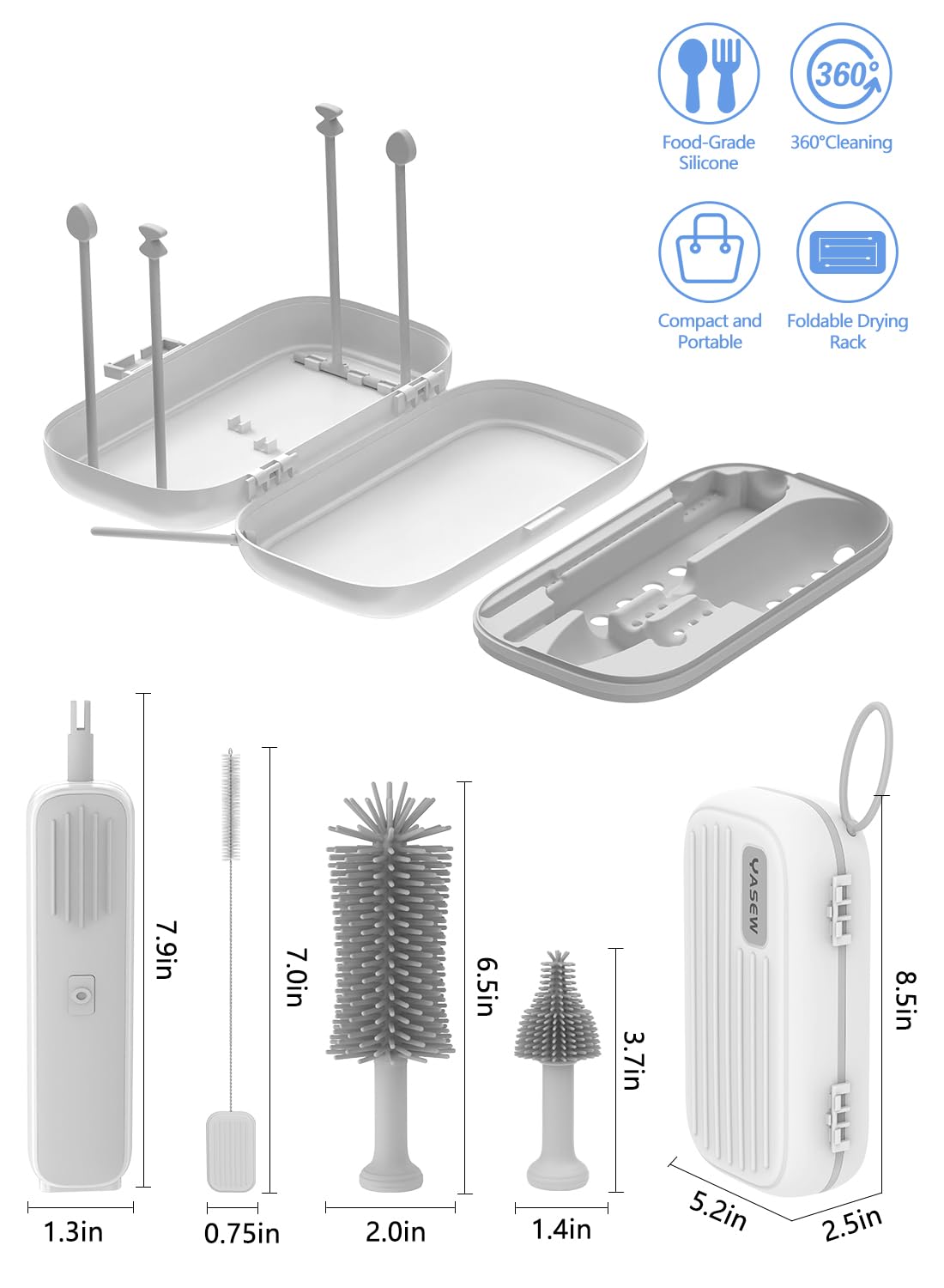 YASEW hygienic, detachable heads simplify rinse and sanitation after use