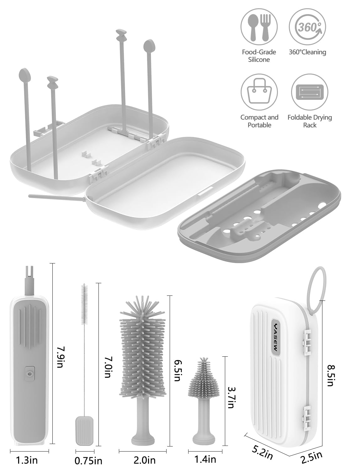 YASEW nipple and straw brushes provide detailed cleaning for small parts