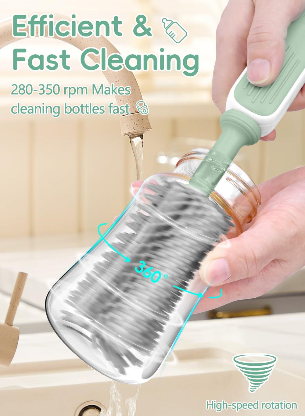 YASEW nipple brush with soft silicone head for newborn bottles