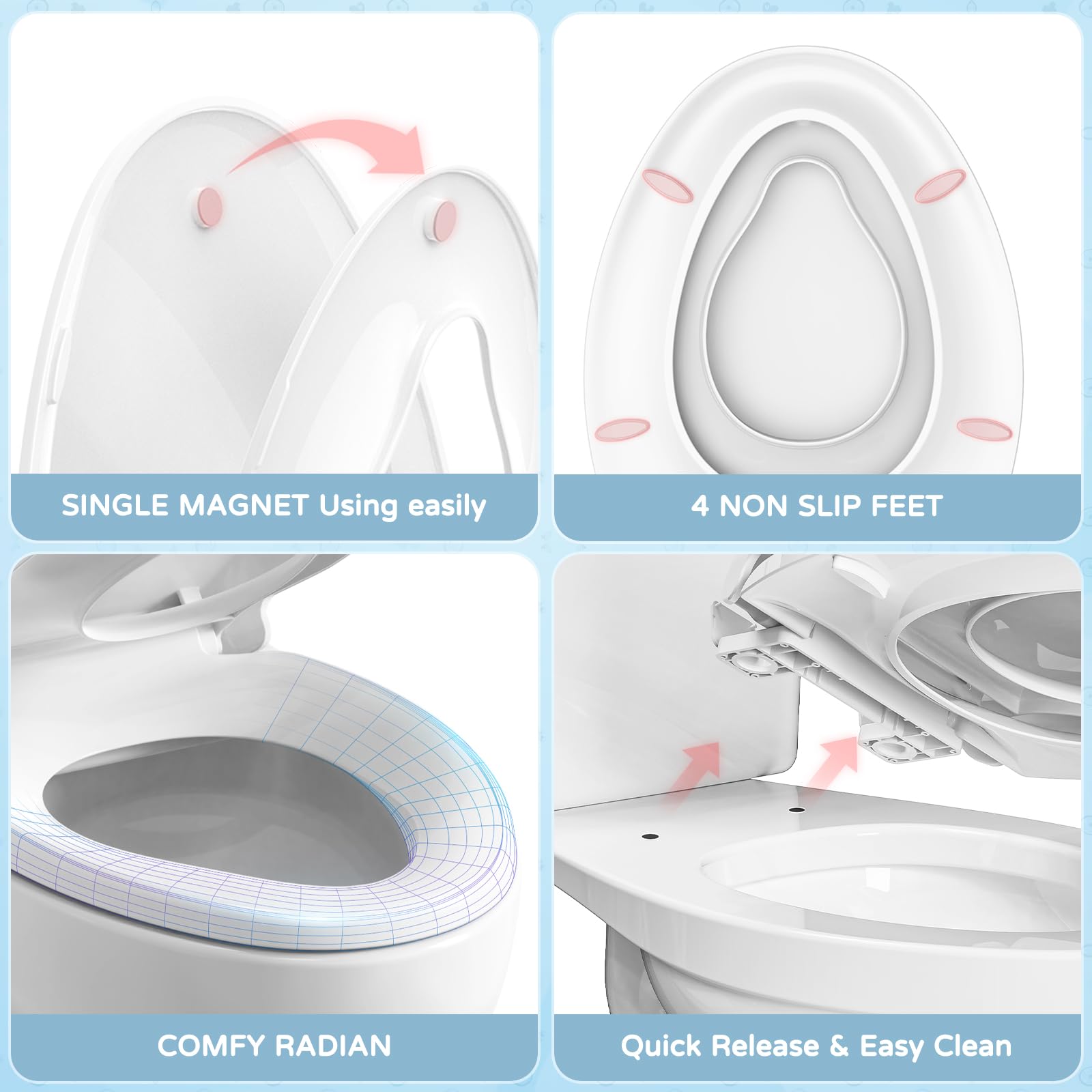 YASFEL 3-step installation guide for universal elongated toilets