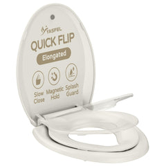 YASFEL built-in potty seat almond overview highlighting shared use for adults and children.