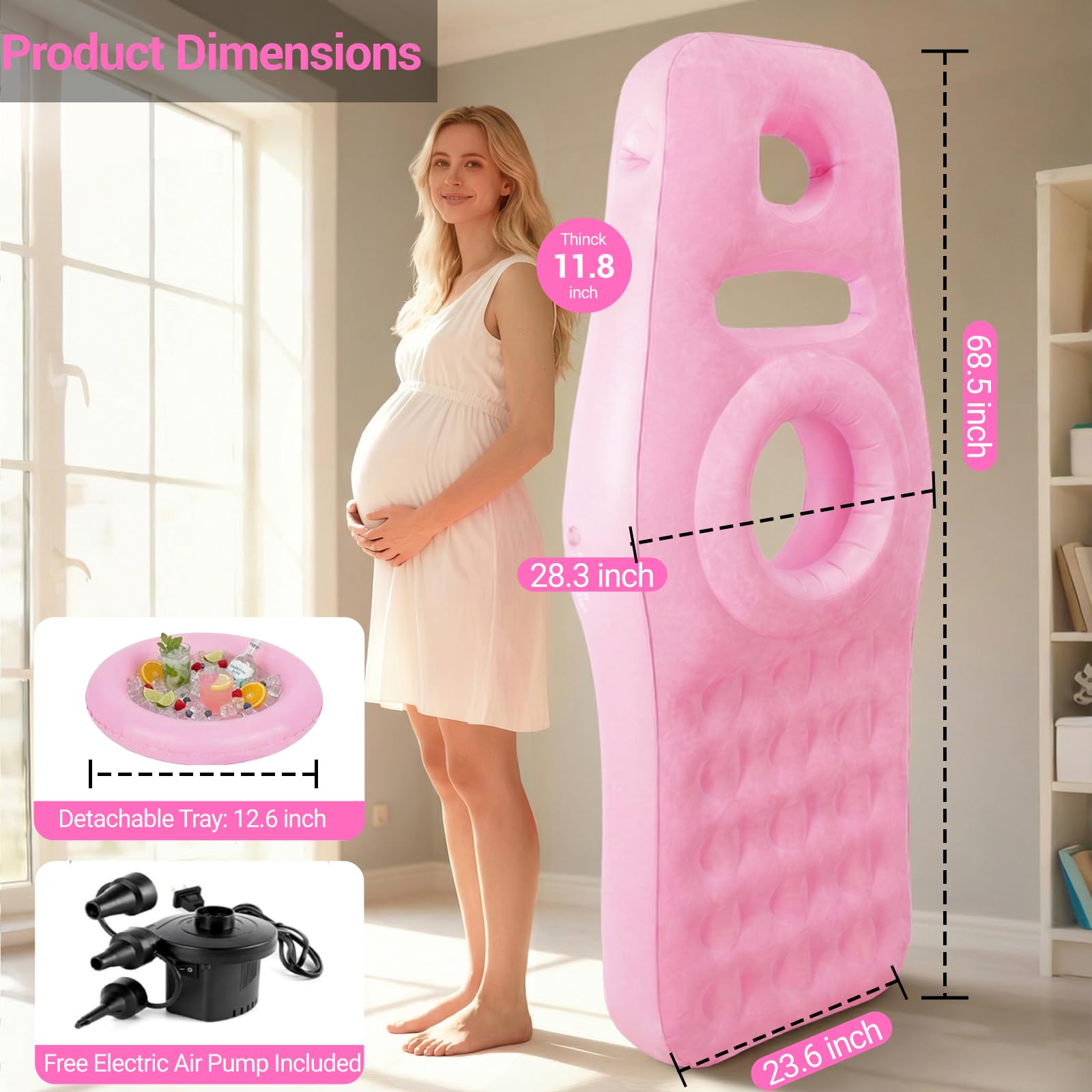 YATAOQINGJIE inflatable pregnancy pillow with head cutout for easier breathing