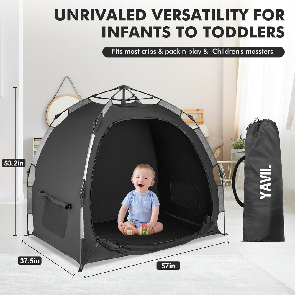 YAVIL blackout space supports restful sleep anywhere during daytime trips.