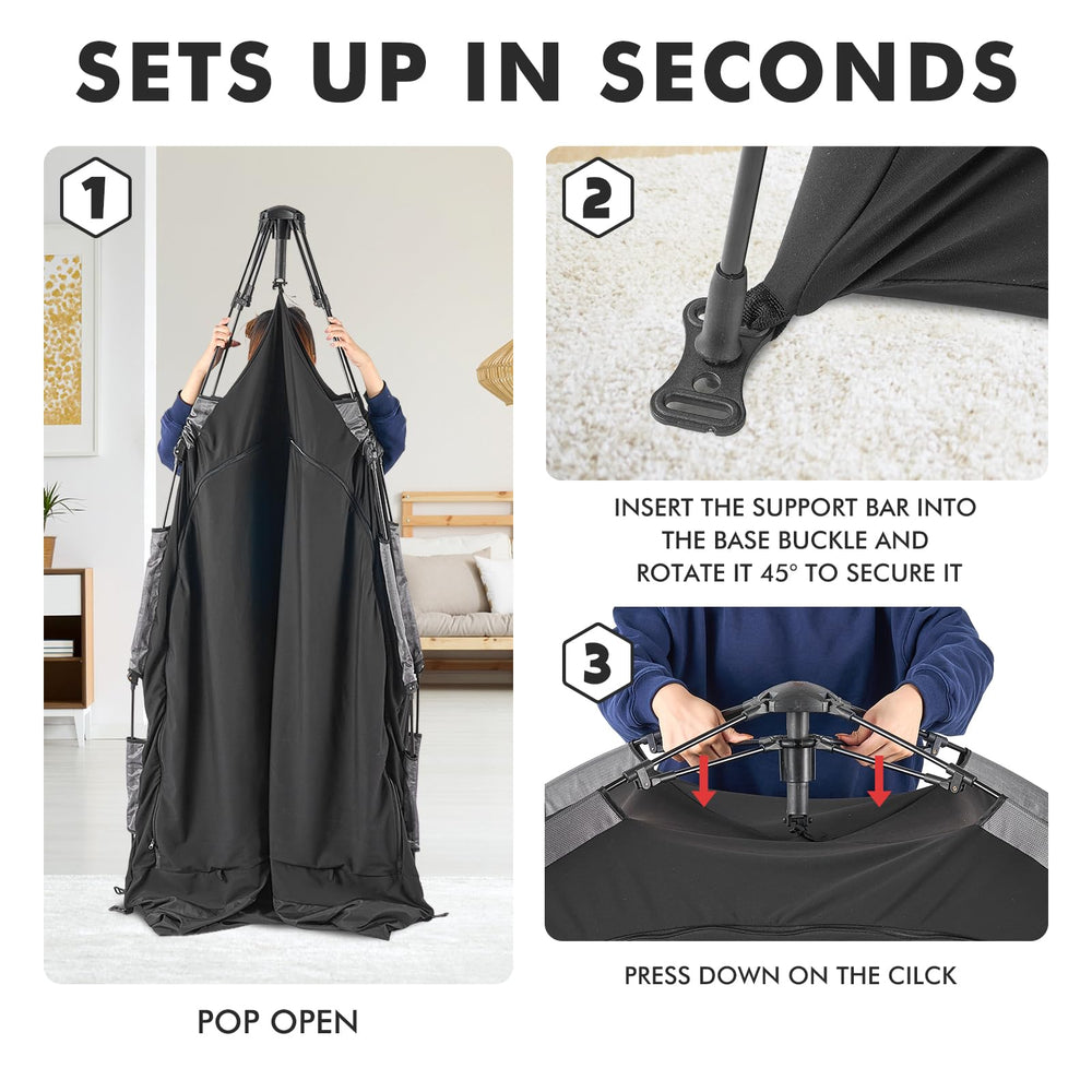 YAVIL travel-friendly canopy fits cribs and playpens for portable use.