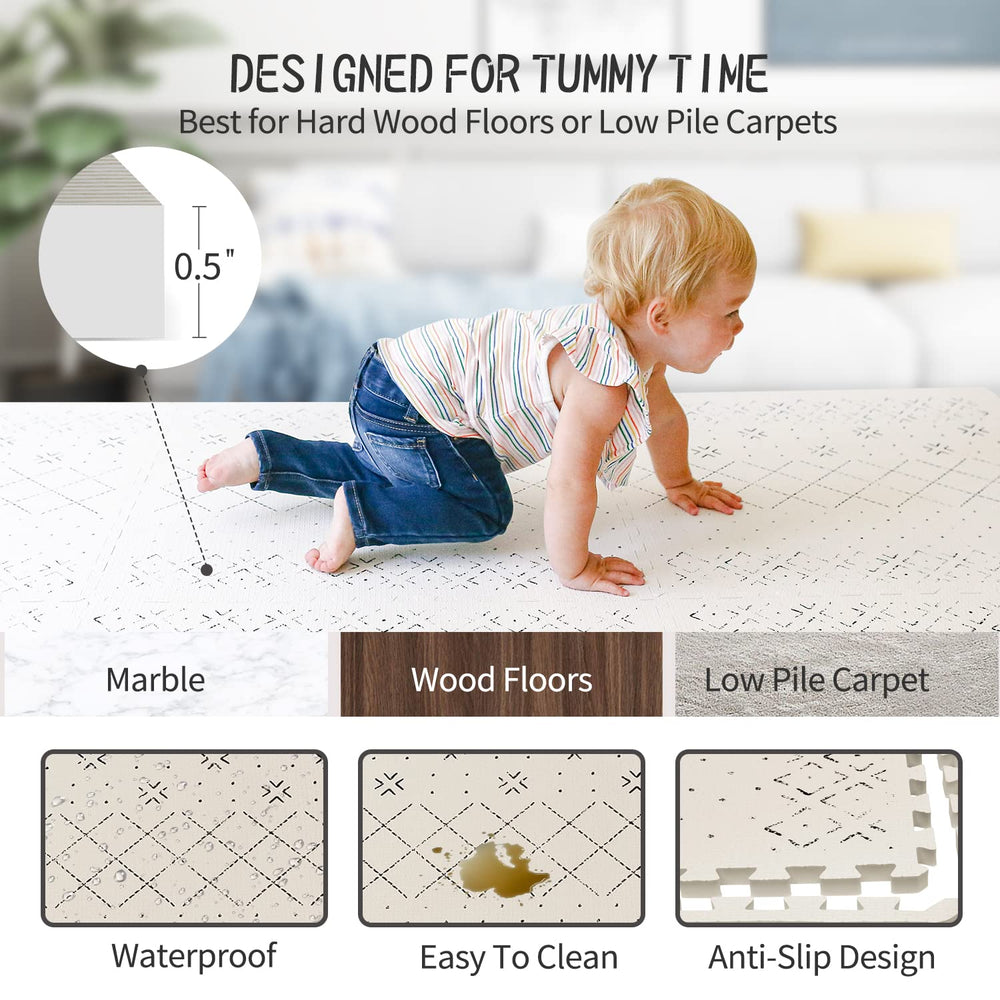 Yay! Mats waterproof, non-slip backing keeps baby play area secure on any floor