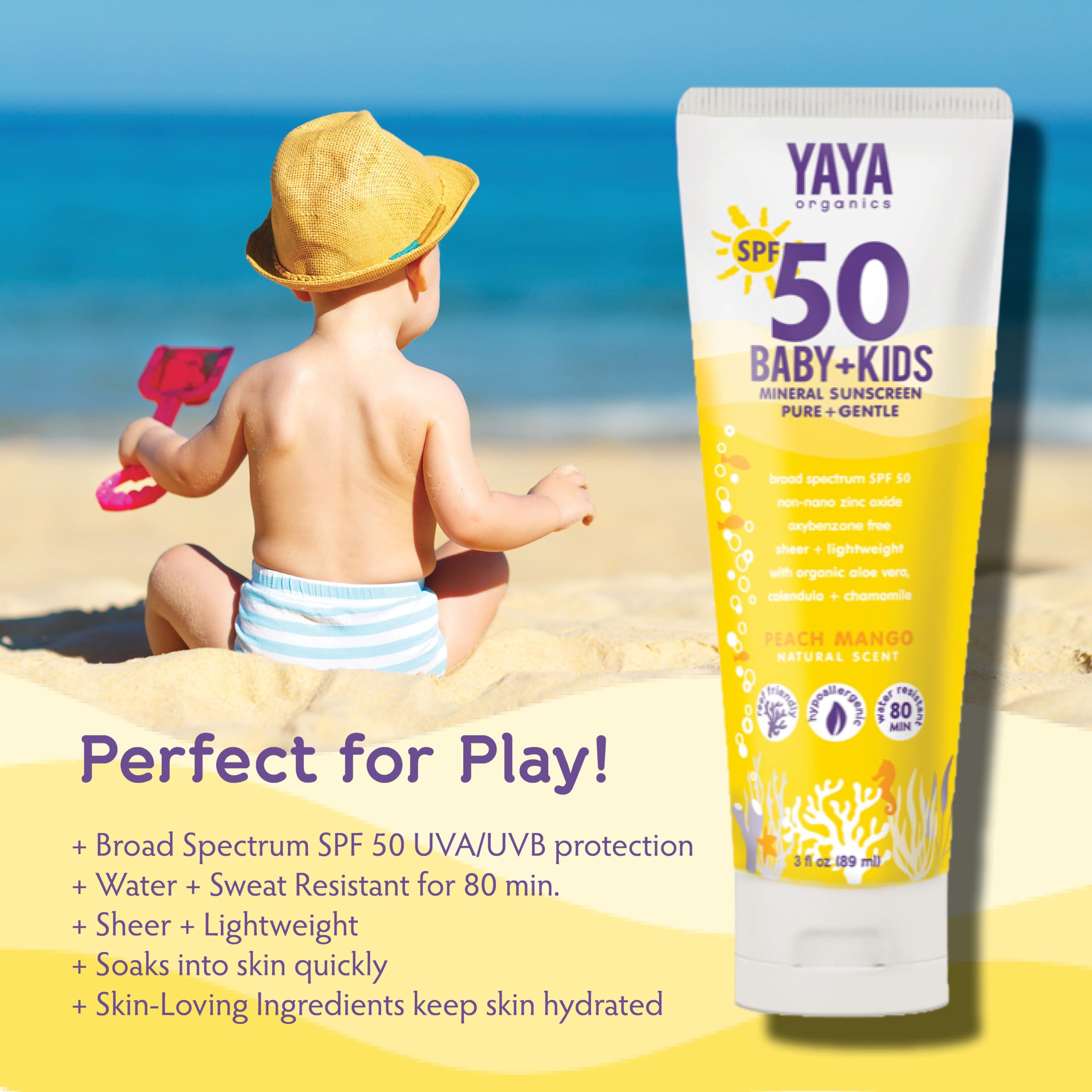 Kids enjoying outdoor beach play with YAYA ORGANICS sun protection on arms.