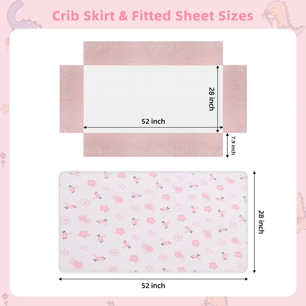 YCDTMY pink animal-patterns crib set enhances playful nursery visuals.
