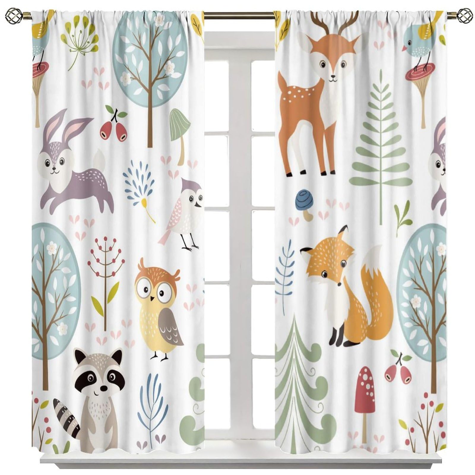 YCness lion-print curtains add bold forest character and privacy.