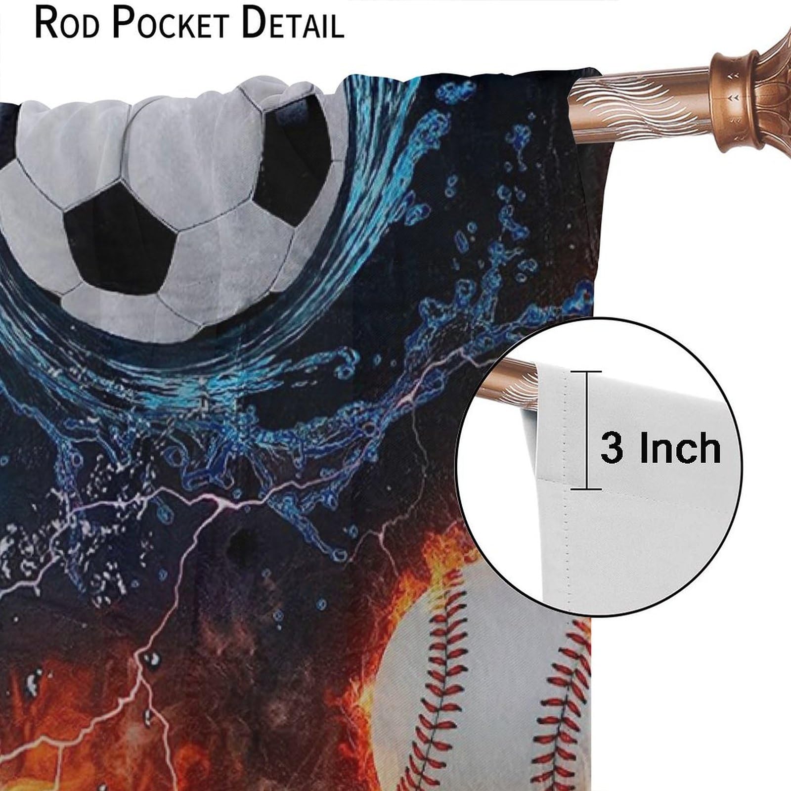 YCness sports curtains lift teen room style with high-resolution print.