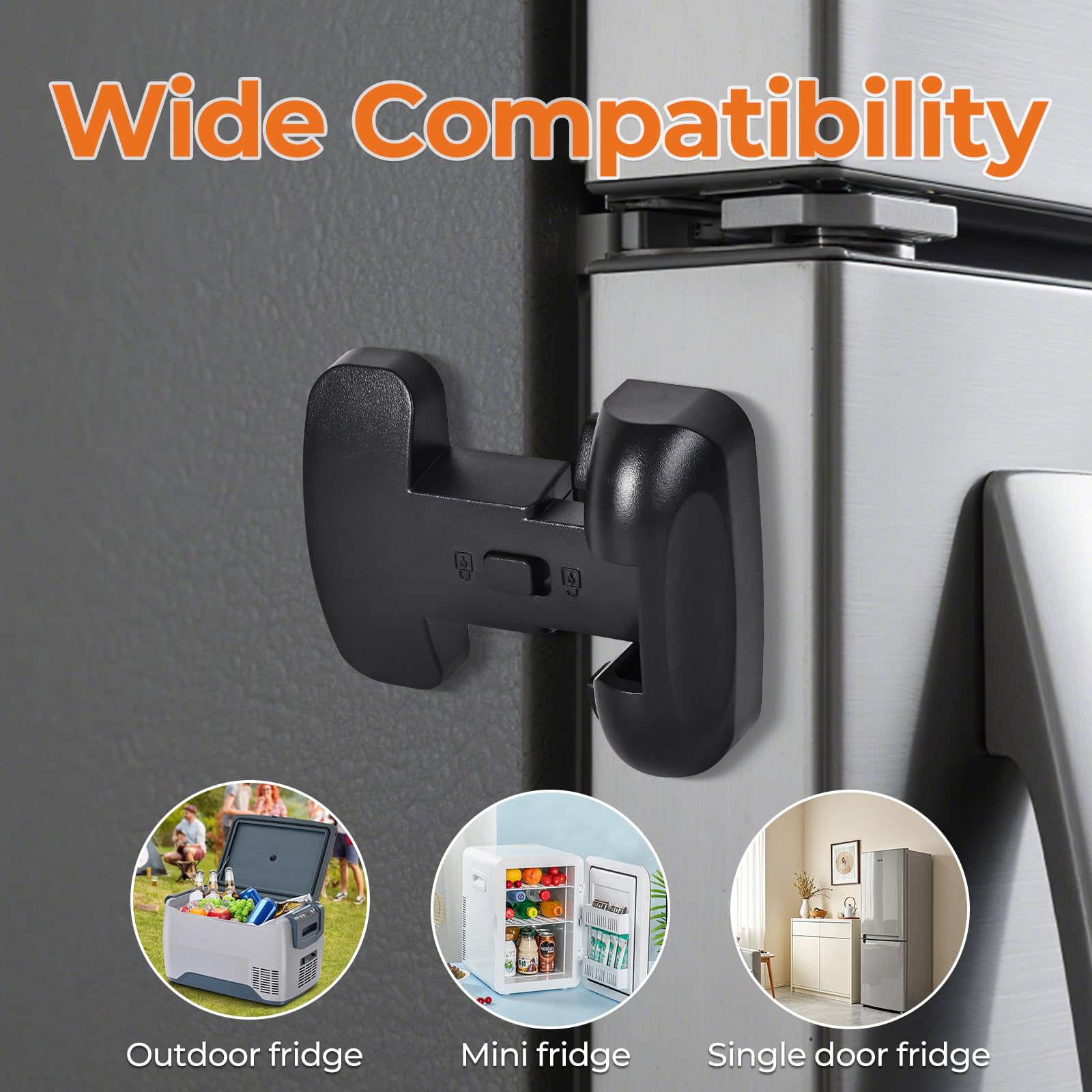 YCT fridge lock illustrates child safety use-case in a home kitchen.