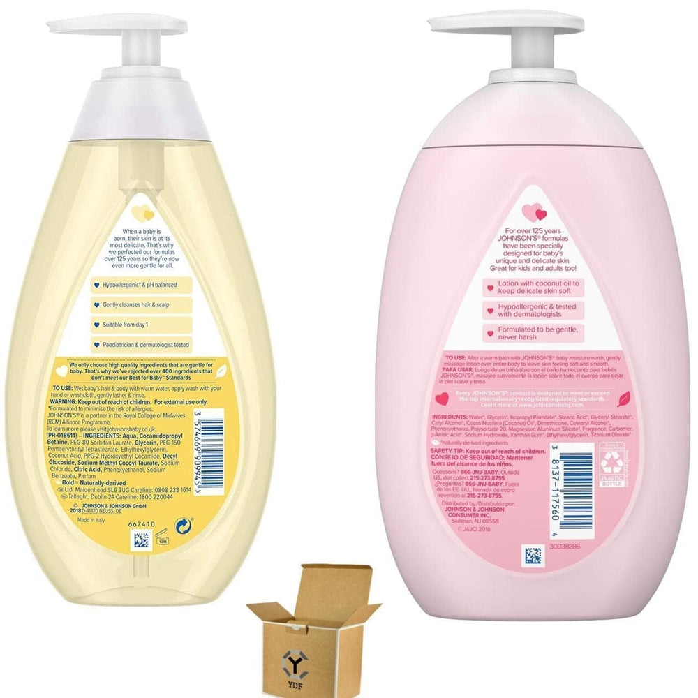 YDF Johnson's pink baby lotion bottle with coconut oil for hydrating delicate skin.