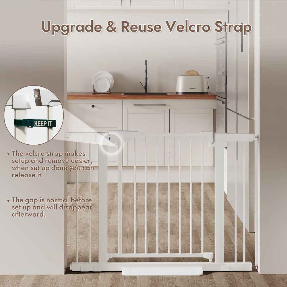 YDTOP baby gate stair installation shows secure fit without wall damage.