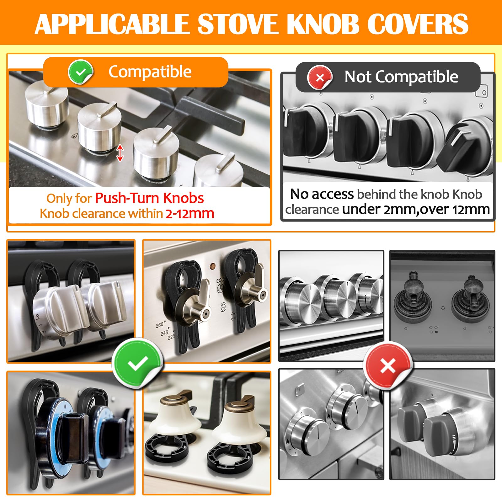 YTDSUP gas stove knob locks side angle demonstrates compact, discreet protection.