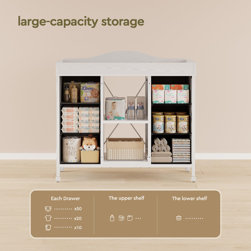 YeTom adjustable open shelves fit tall items like diaper pails