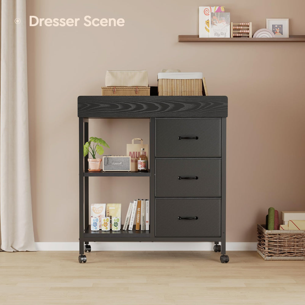 Durable PB top on YeTom black changing table dresser