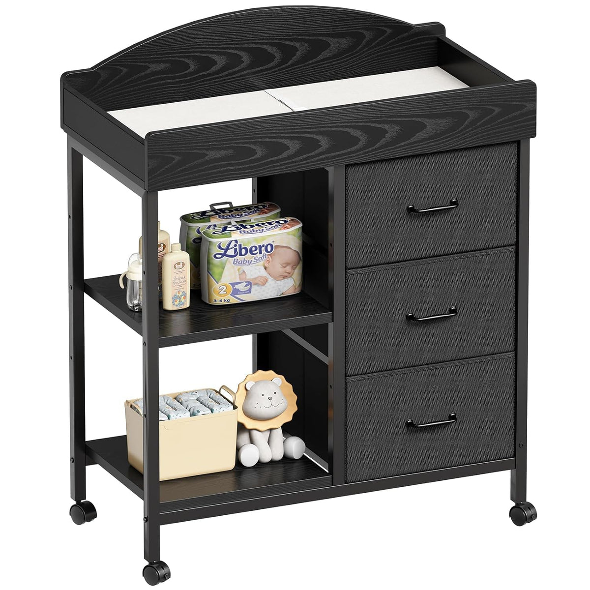 YeTom changing table dresser front view for organized nursery storage