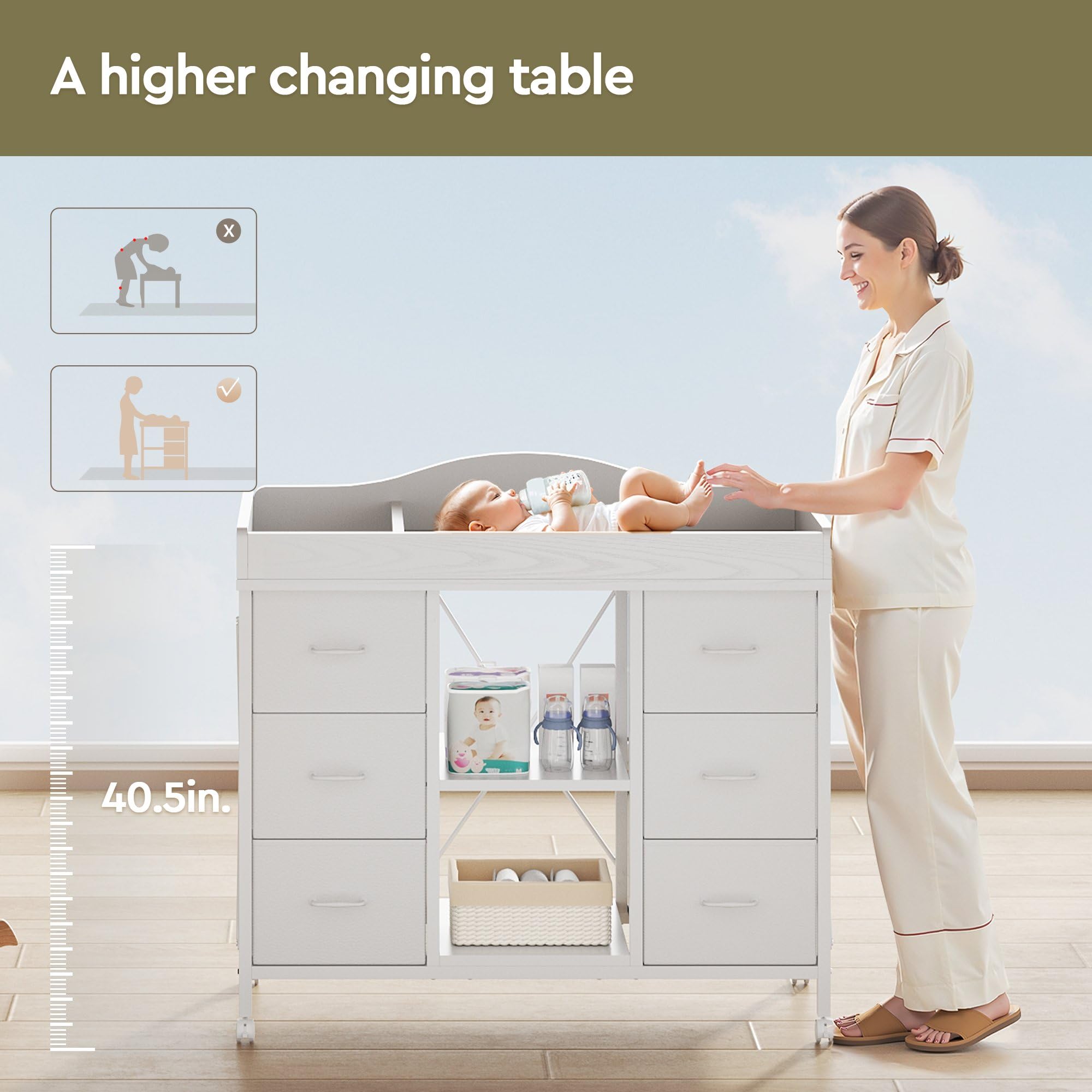YeTom waterproof changing pad cleans easily and keeps diapering areas hygienic