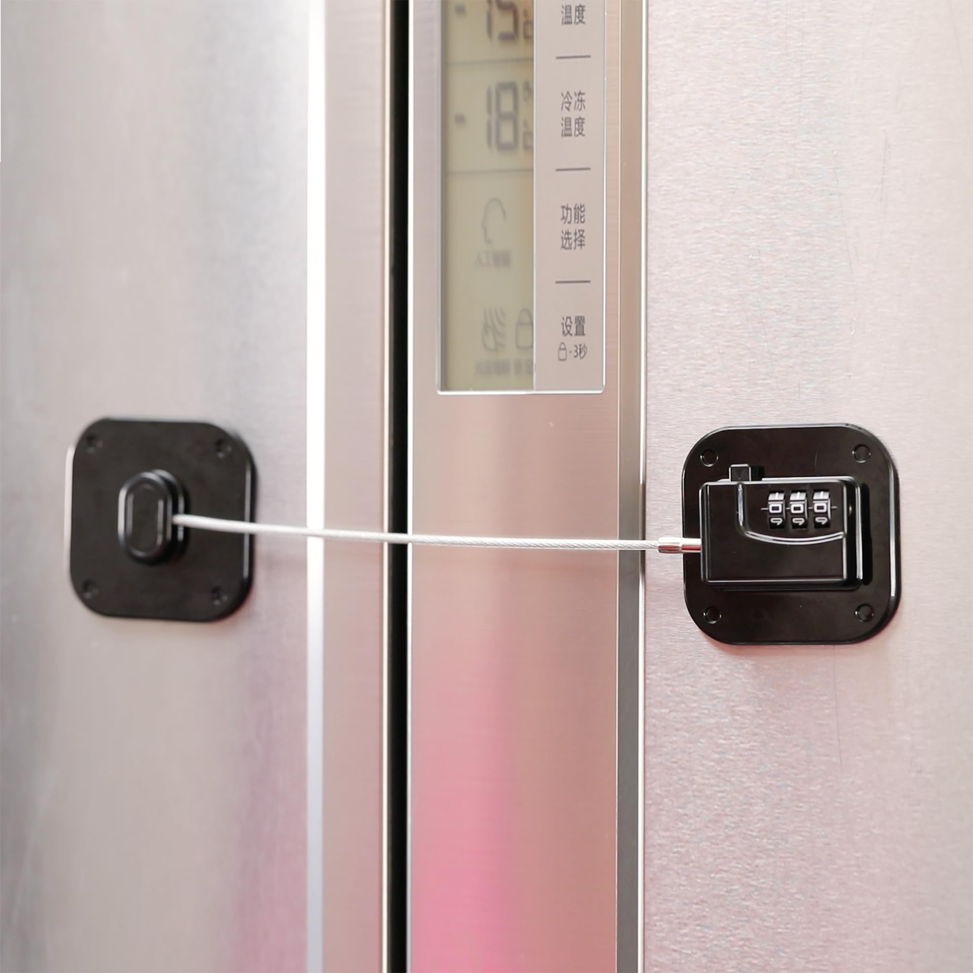 YEYA upgraded refrigerator door lock mounted on smooth surface for reliable child safety.
