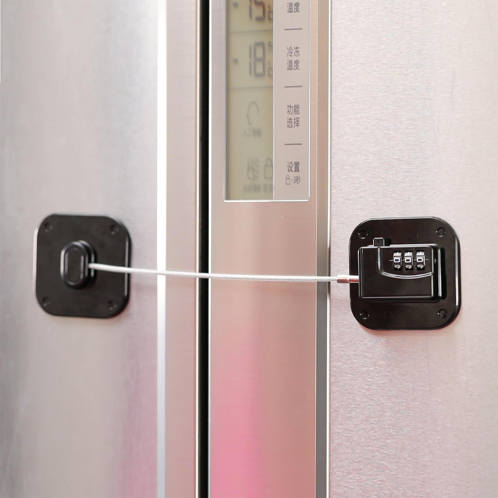 YEYA upgraded refrigerator door lock mounted on smooth surface for reliable child safety.