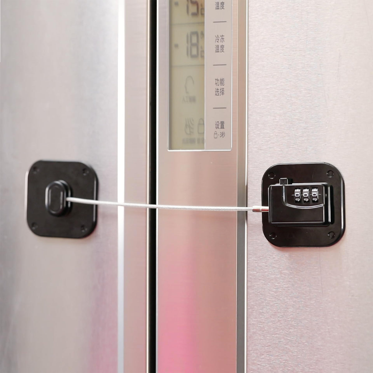 YEYA upgraded refrigerator door lock mounted on smooth surface for reliable child safety.
