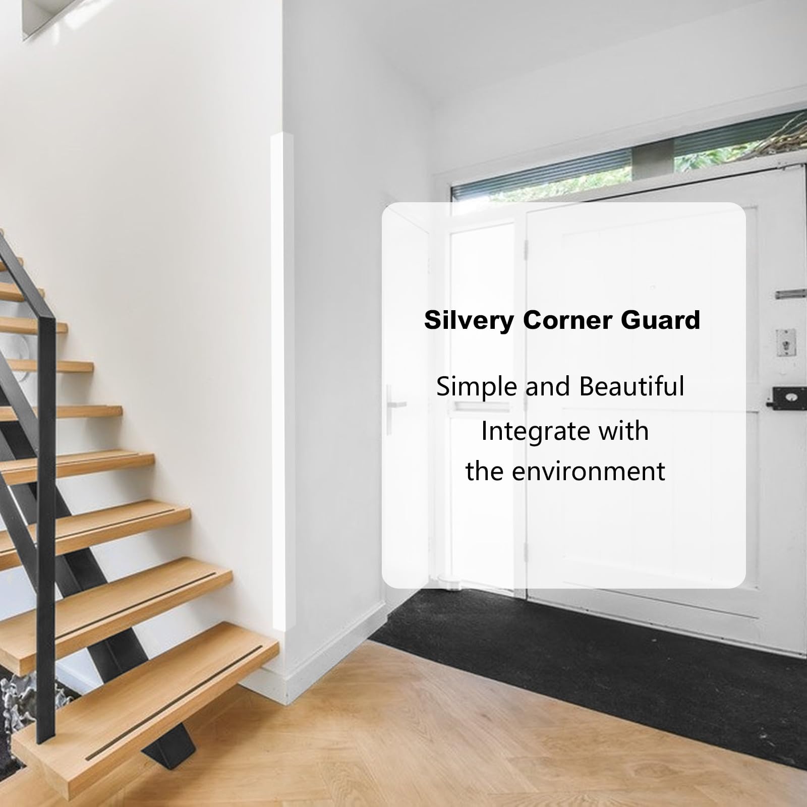 Yeaborn metal edge trim corner guard on a tiled wall enhances protection.