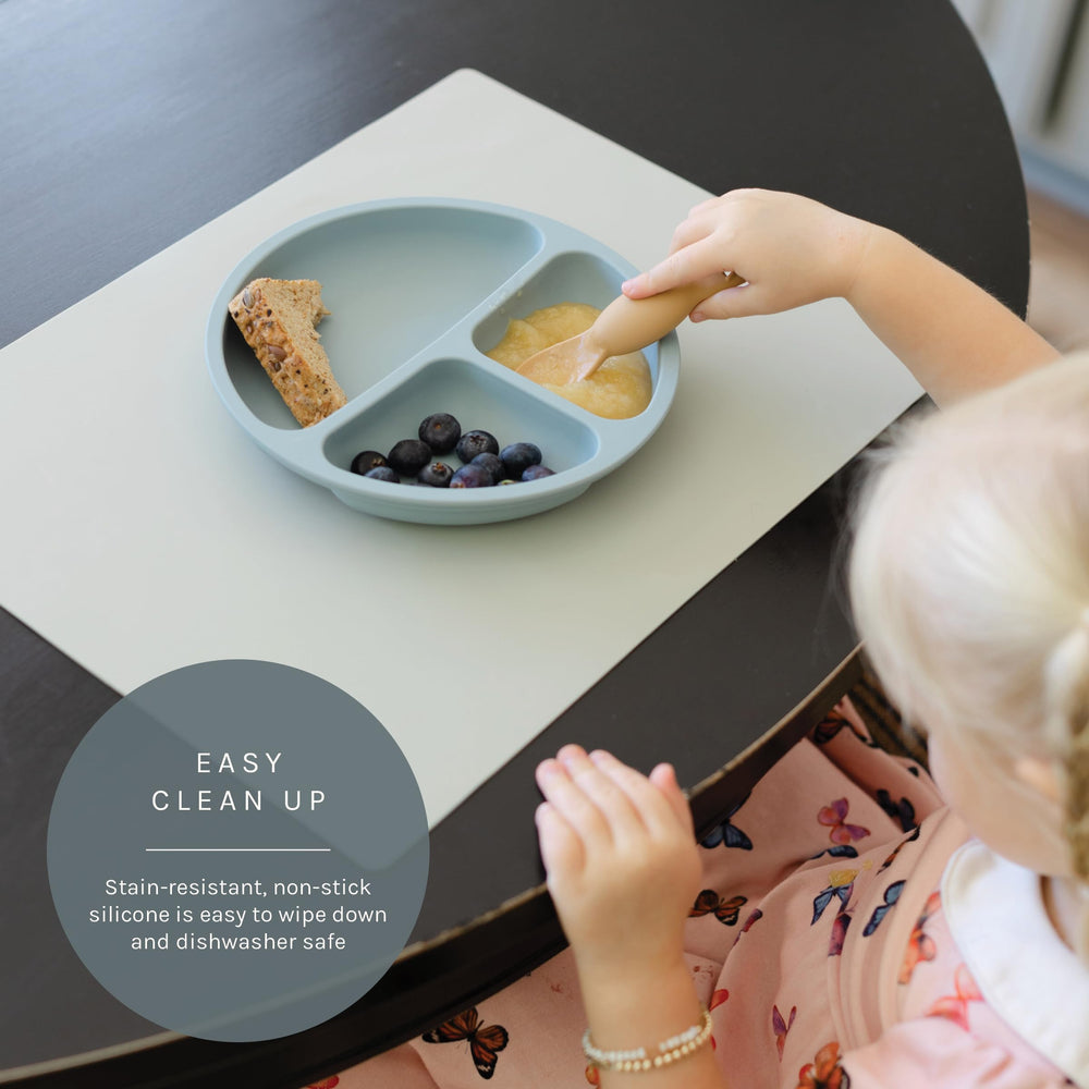 Yeah Baby Goods placemat is easy to wipe and dishwasher safe.