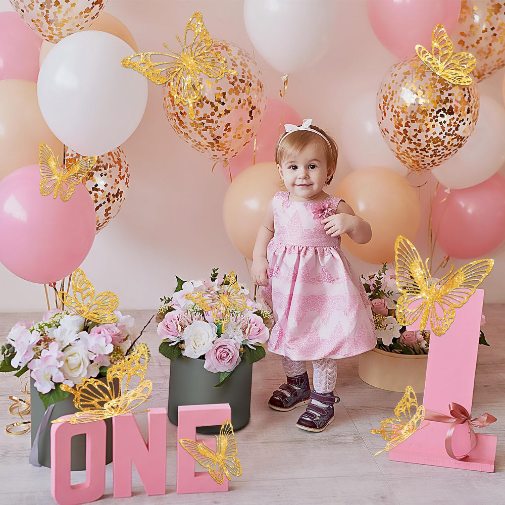 Yeaqee glitter gold butterfly wall decor small style 3 brings charm to parties